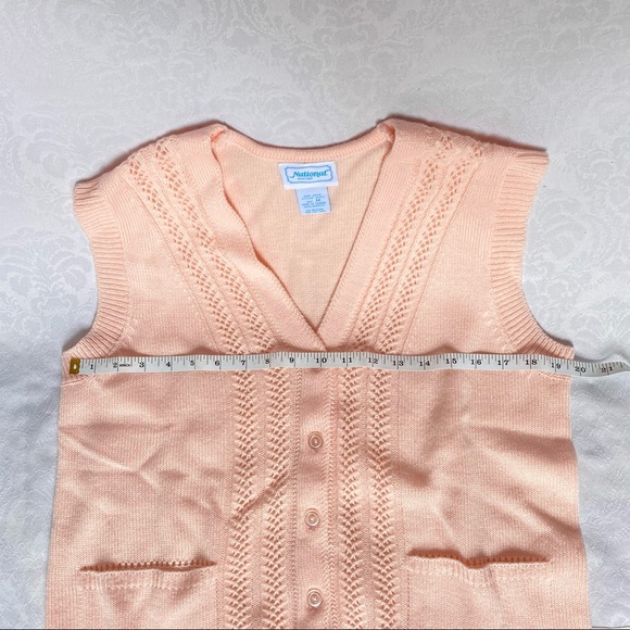 Vintage Oversized Pink Sweater Vest M Knit - Picture 3 of 6